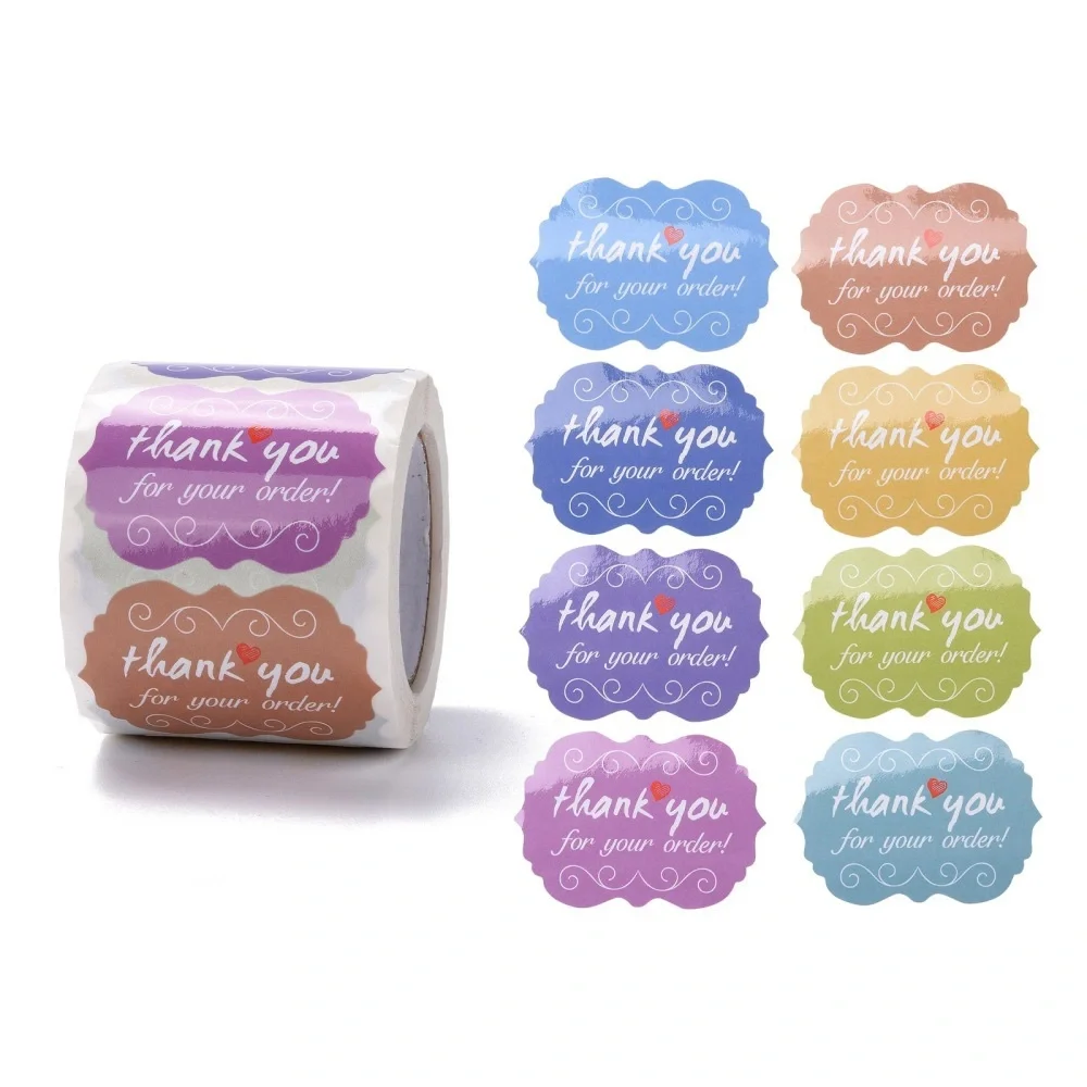 500 Thank You Colorful Stickers Roll #14